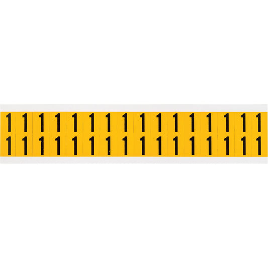 Individual Number and Letter Labels, 1, 5/8" H, Black on Yellow