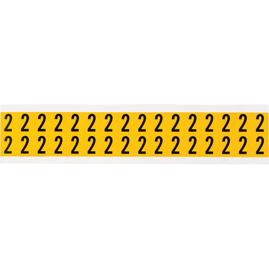 Individual Number and Letter Labels, 2, 5/8" H, Black on Yellow