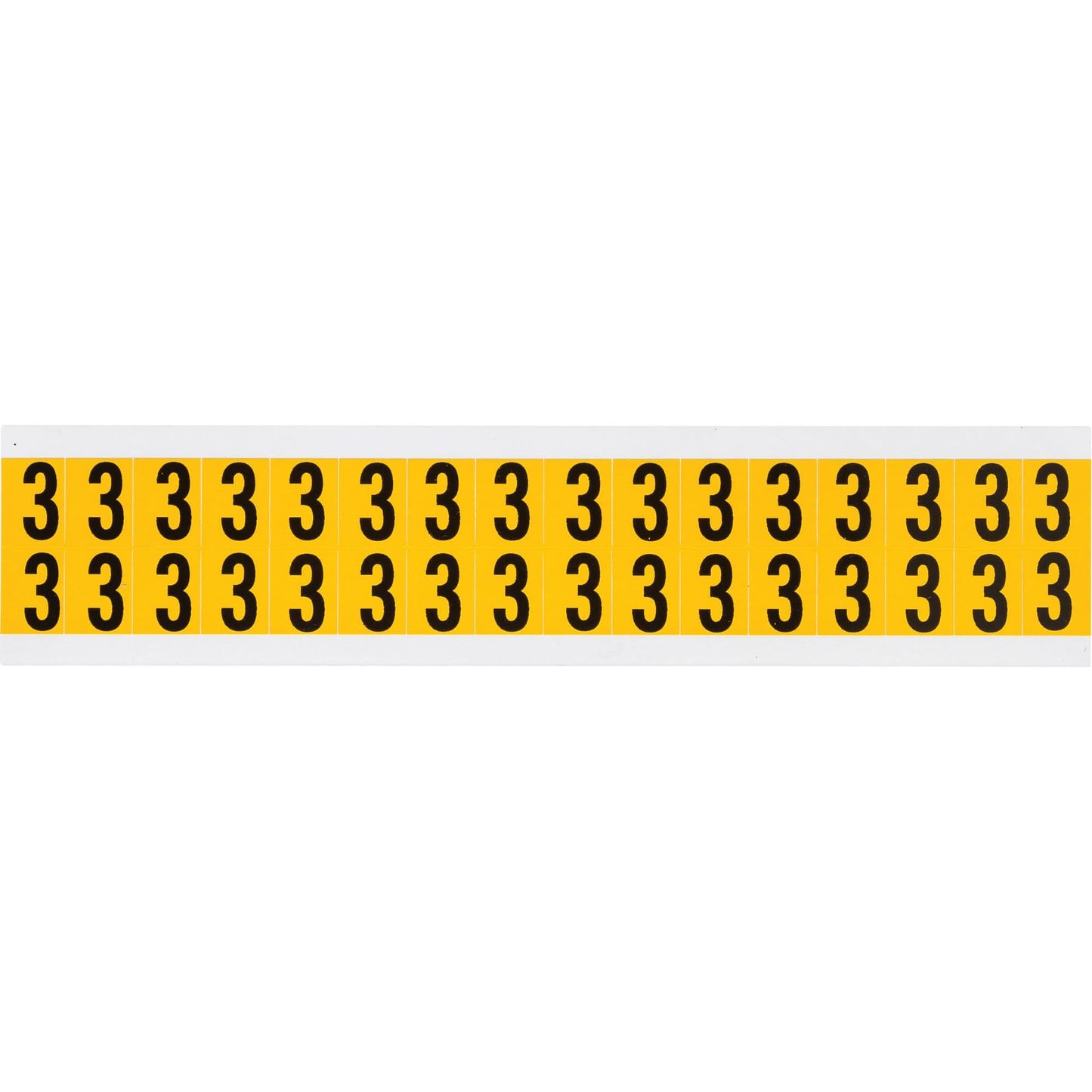 Individual Number and Letter Labels, 3, 5/8" H, Black on Yellow