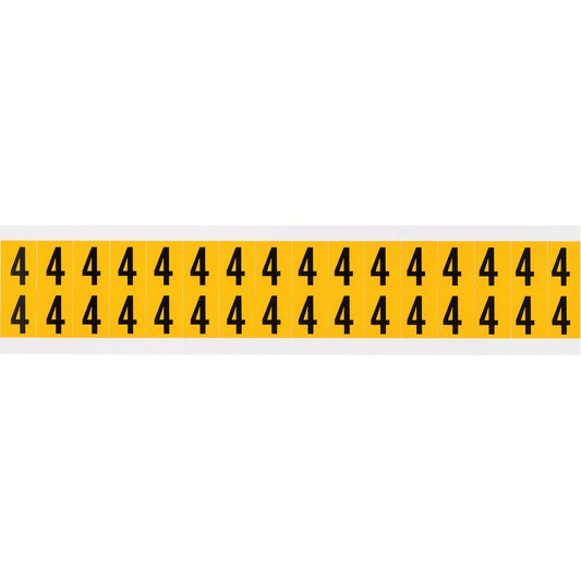 Individual Number and Letter Labels, 4, 5/8" H, Black on Yellow