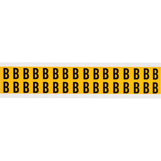 Individual Number and Letter Labels, B, 5/8" H, Black on Yellow