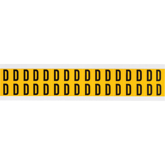 Numéros et lettres individuels, D, 5/8" H, noir sur jaune