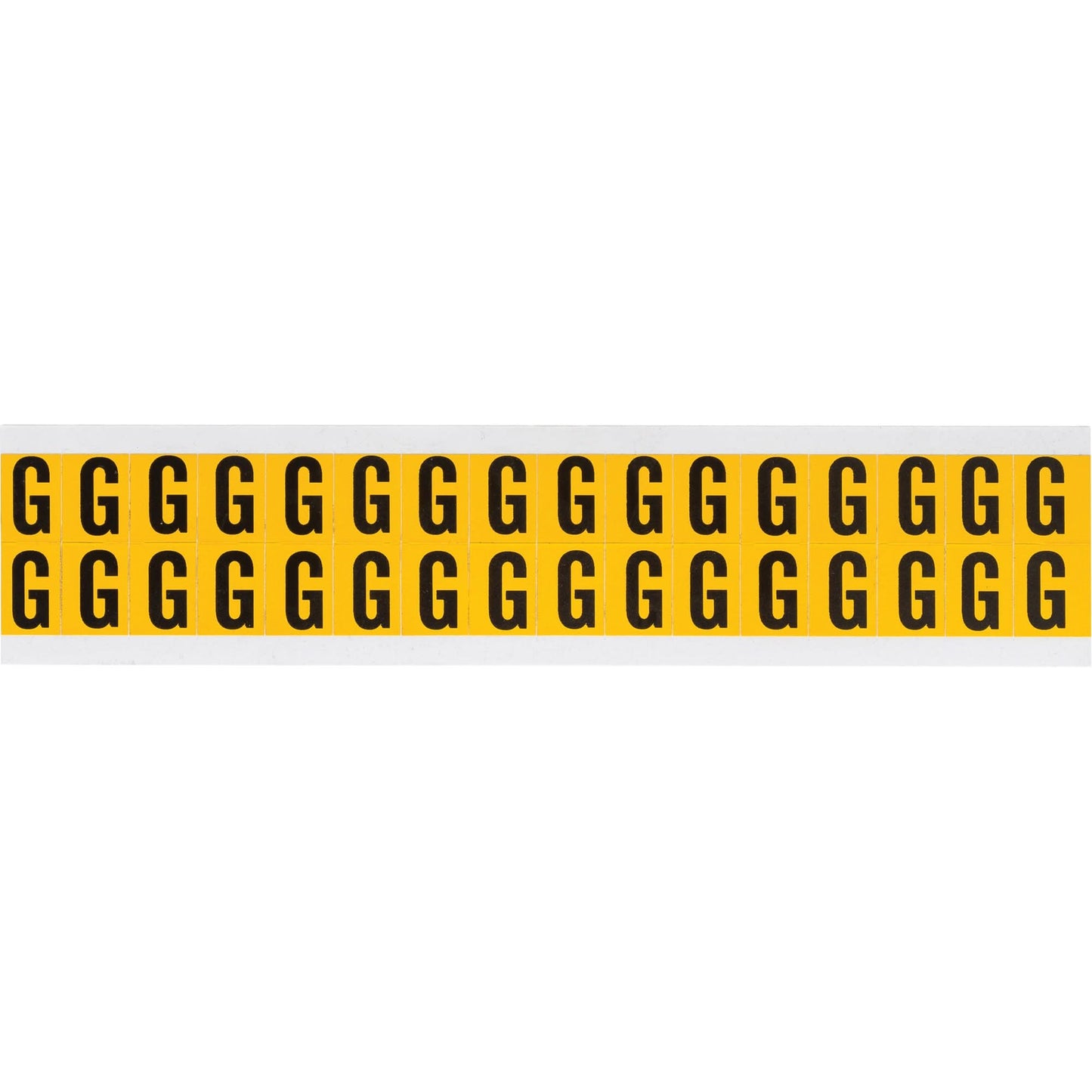 Individual Number and Letter Labels, G, 5/8" H, Black on Yellow