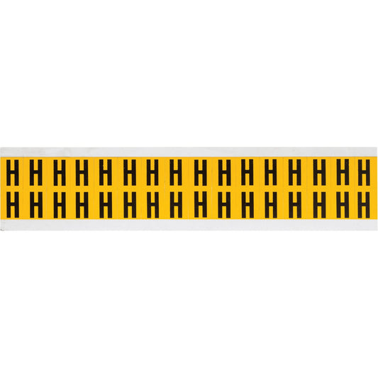 Individual Number and Letter Labels, H, 5/8" H, Black on Yellow