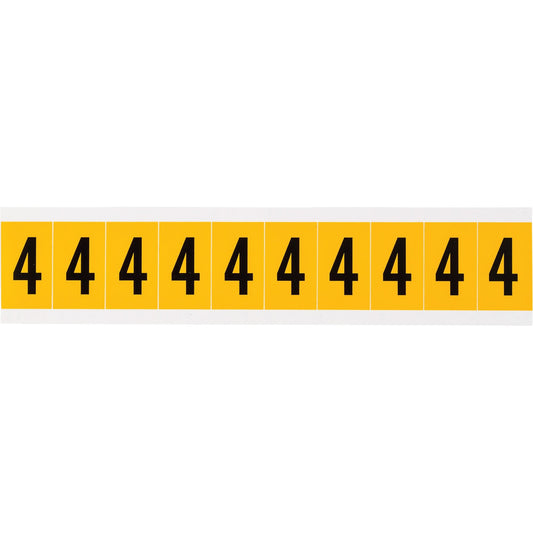 Individual Number and Letter Labels, 4, 1" H, Black on Yellow
