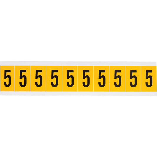 Individual Number and Letter Labels, 5, 1" H, Black on Yellow