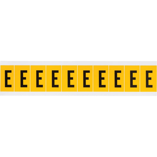 Individual Number and Letter Labels, E, 1" H, Black on Yellow