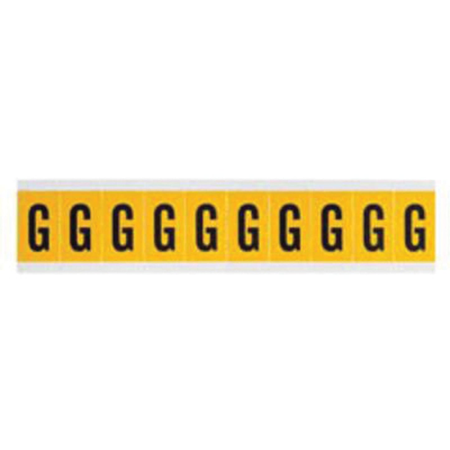 Individual Number and Letter Labels, G, 1" H, Black on Yellow