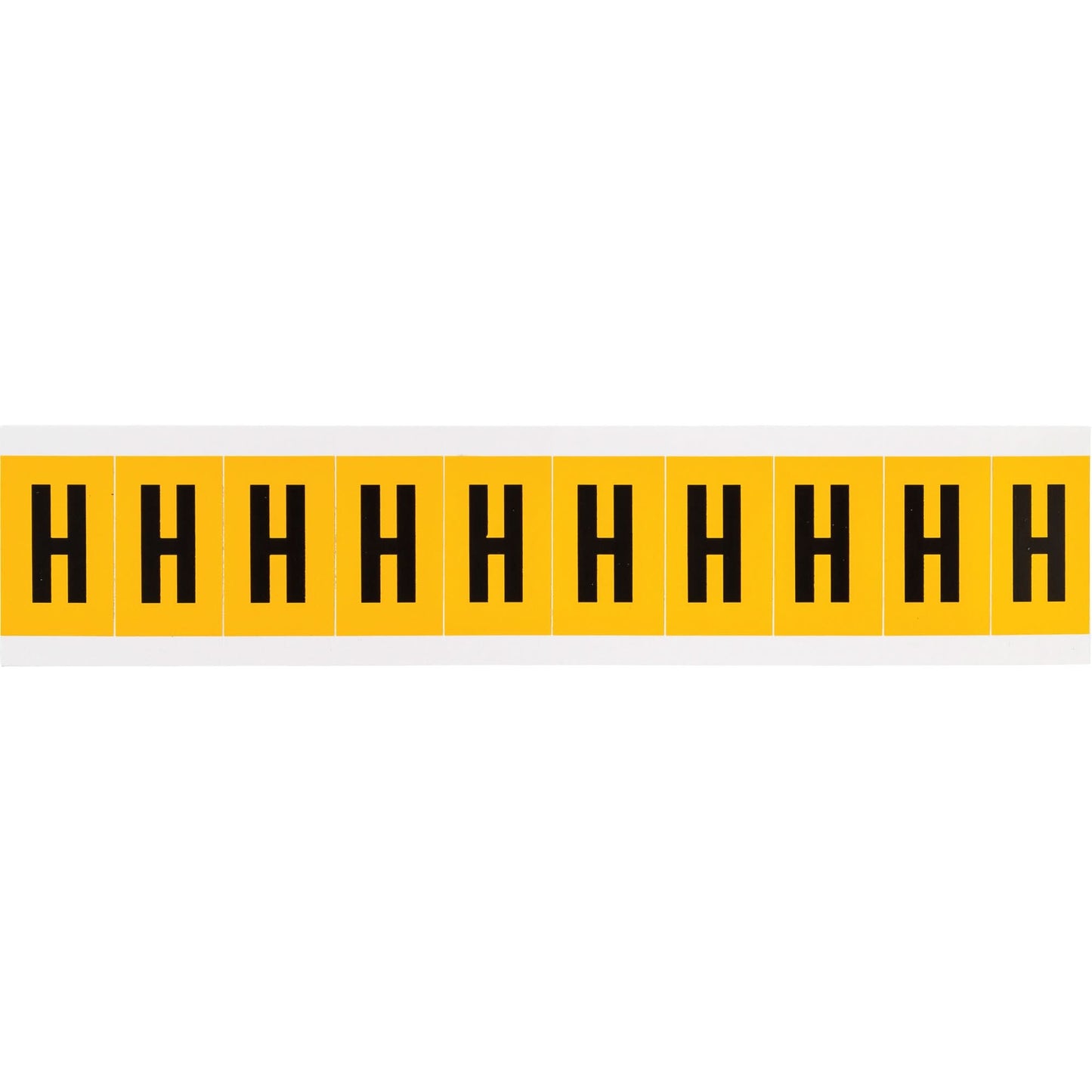 Individual Number and Letter Labels, H, 1" H, Black on Yellow