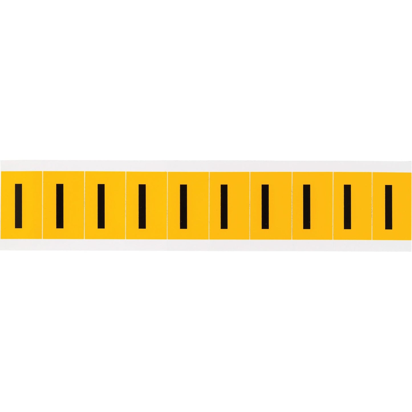 Individual Number and Letter Labels, I, 1" H, Black on Yellow