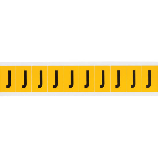 Individual Number and Letter Labels, J, 1" H, Black on Yellow