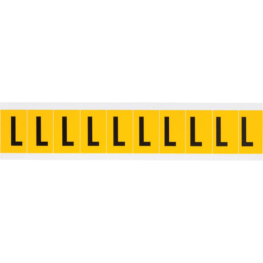 Individual Number and Letter Labels, L, 1" H, Black on Yellow