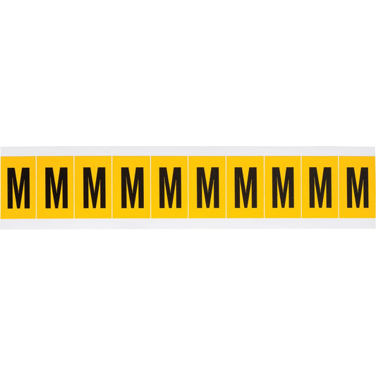 Individual Number & Letter Labels, M, 1" H, Black on Yellow