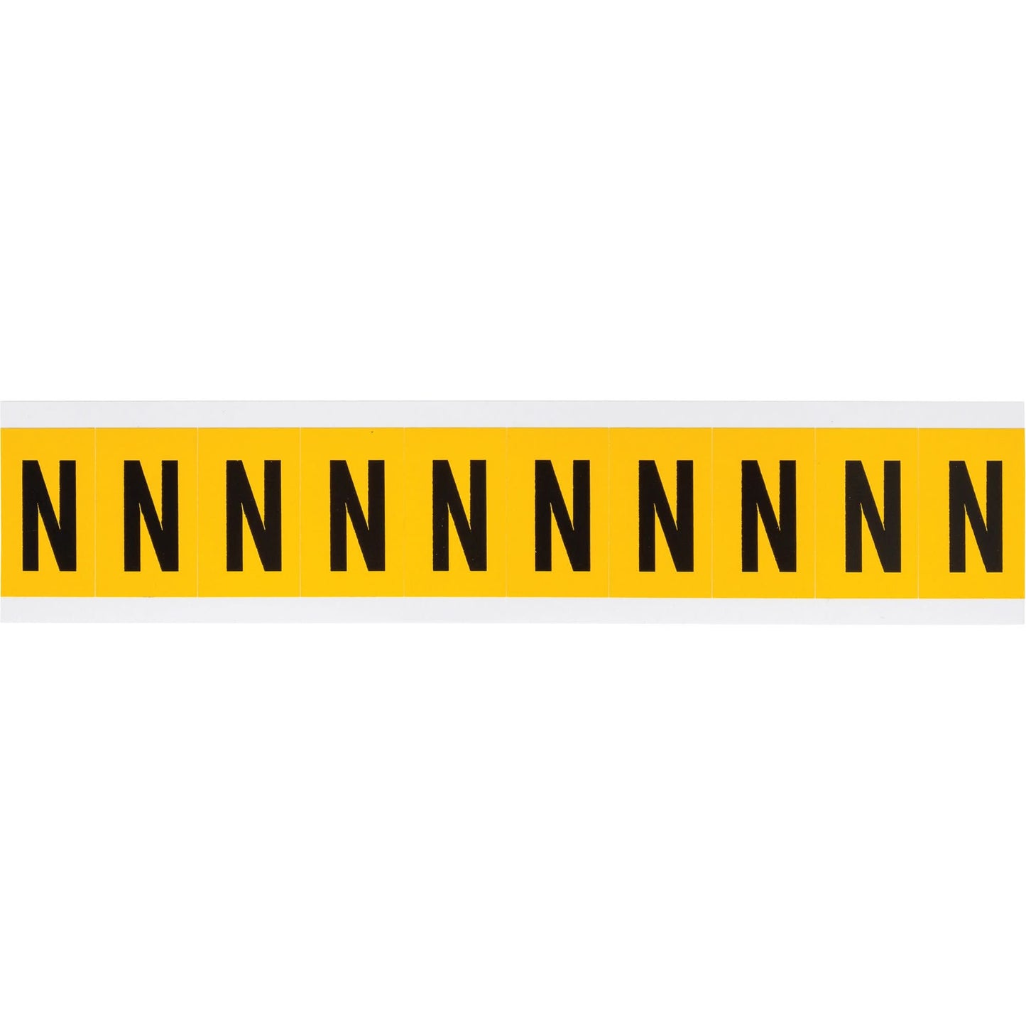 Individual Number & Letter Labels, N, 1" H, Black on Yellow