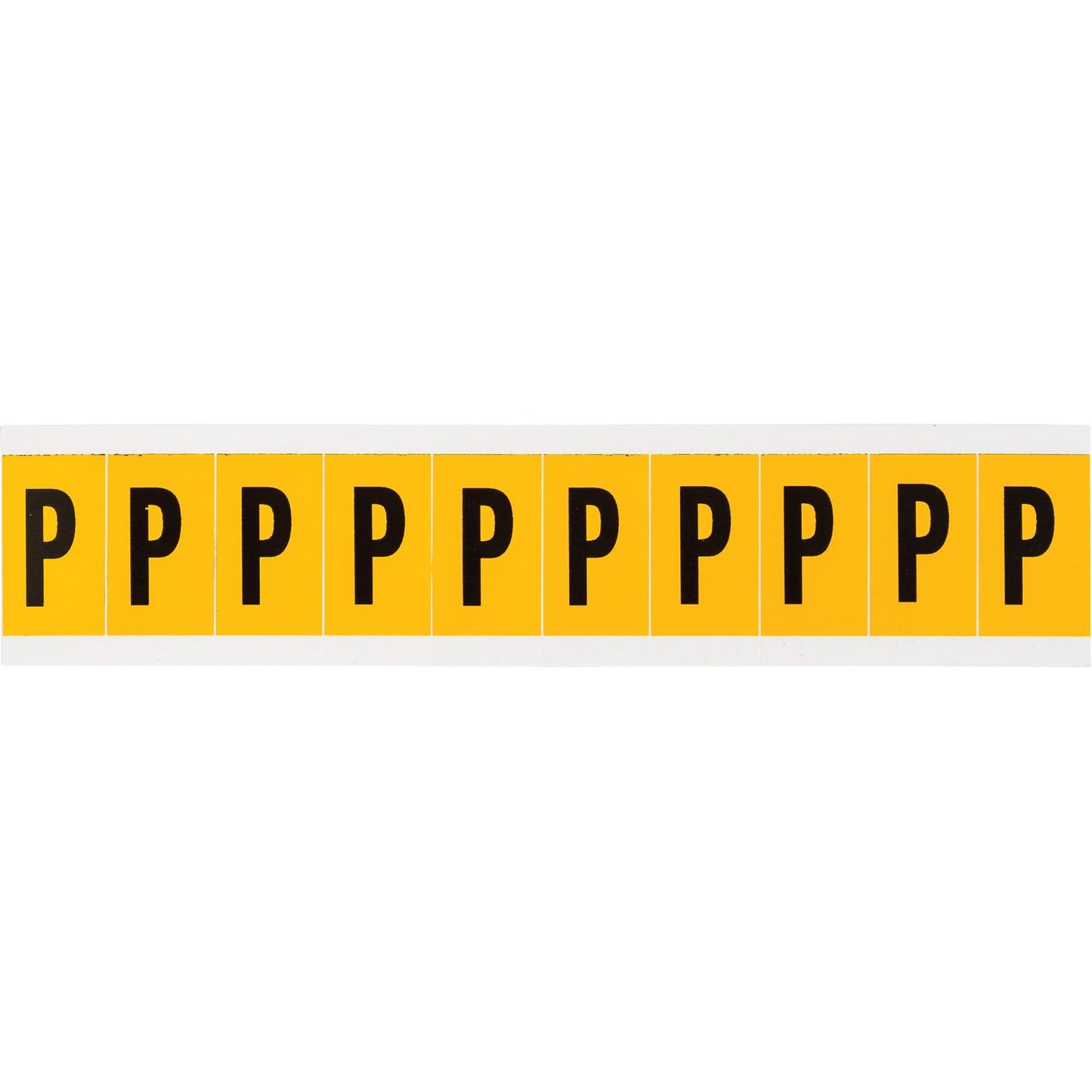 Individual Number & Letter Labels, P, 1" H, Black on Yellow