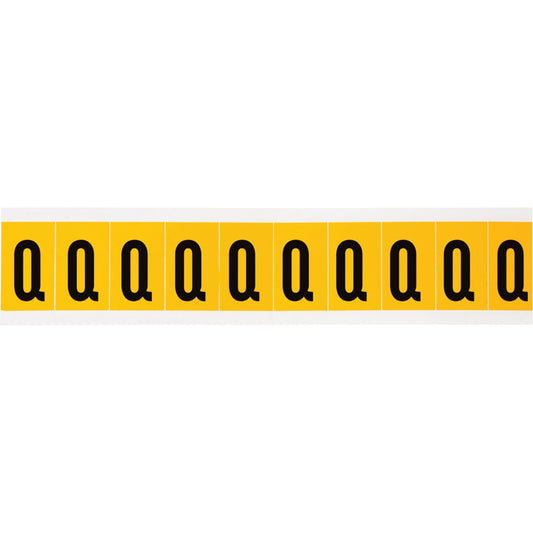 Individual Number & Letter Labels, Q, 1" H, Black on Yellow