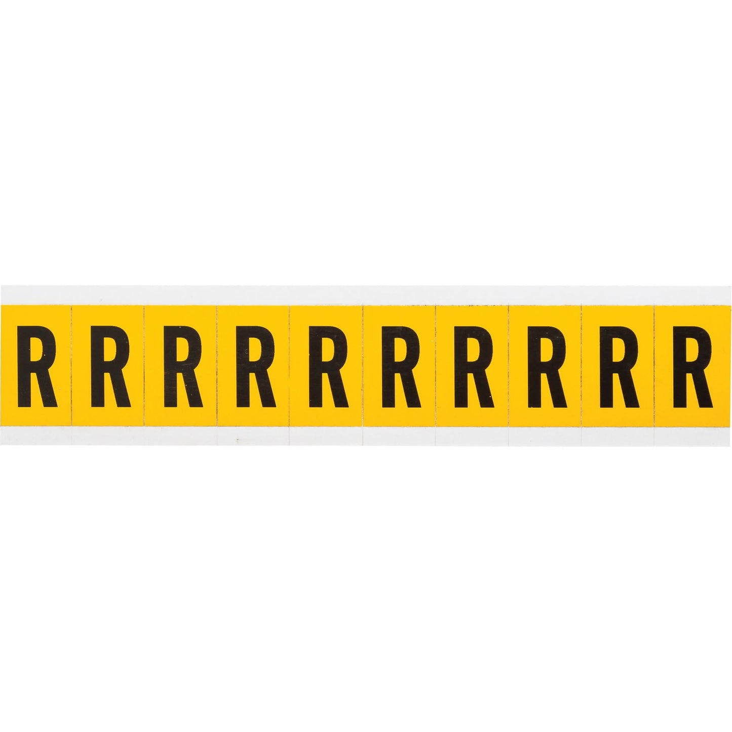 Individual Number & Letter Labels, R, 1" H, Black on Yellow