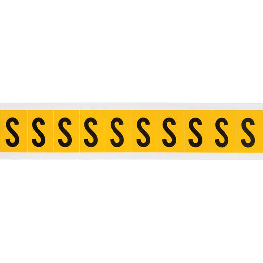 Individual Number & Letter Labels, S, 1" H, Black on Yellow