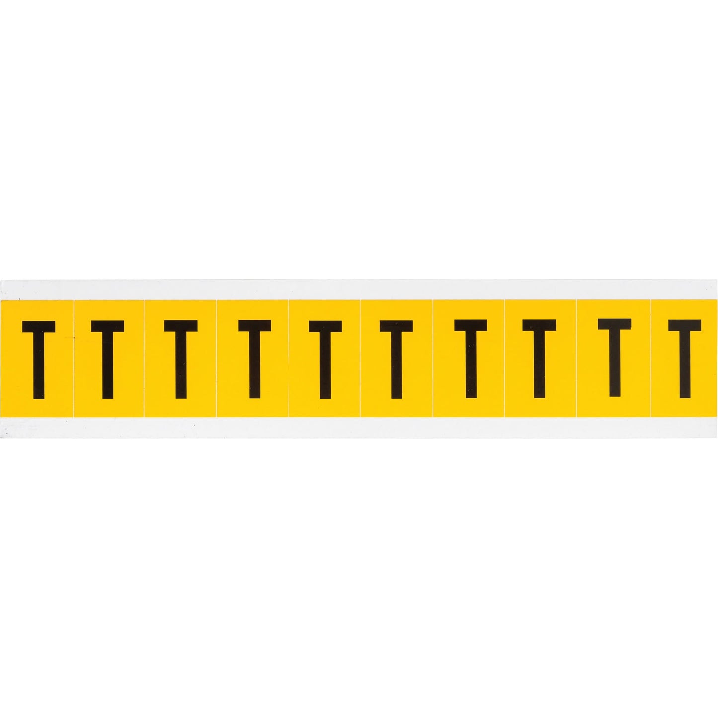 Individual Number & Letter Labels, T, 1" H, Black on Yellow
