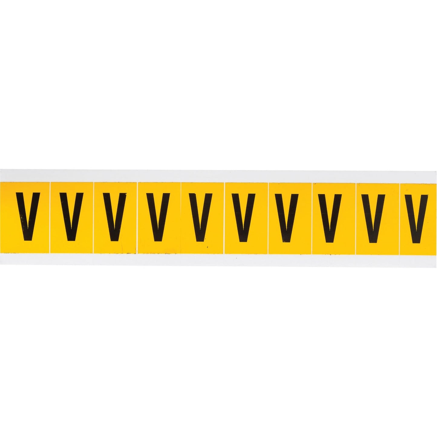 Individual Number & Letter Labels, V, 1" H, Black on Yellow