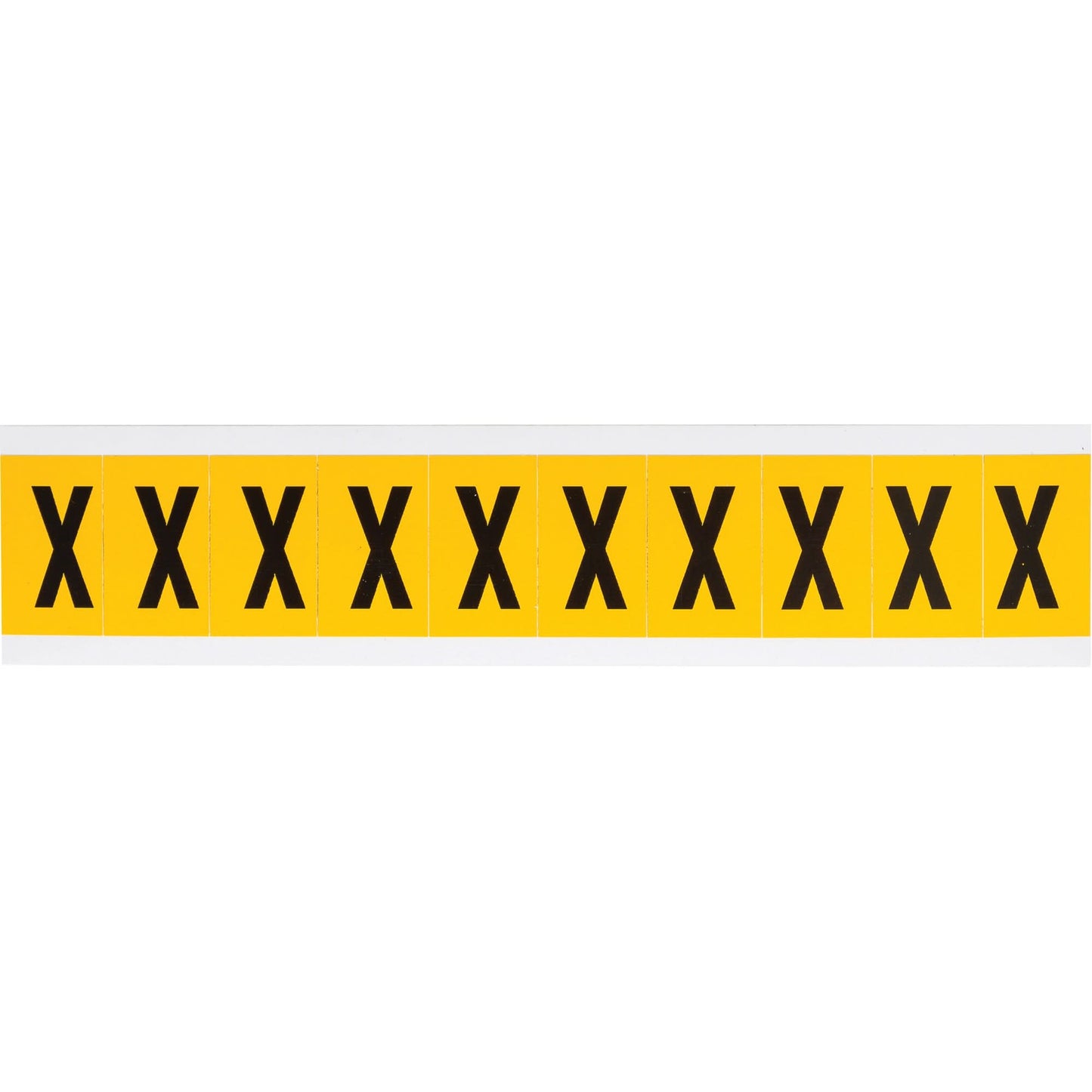 Individual Number & Letter Labels, X, 1" H, Black on Yellow