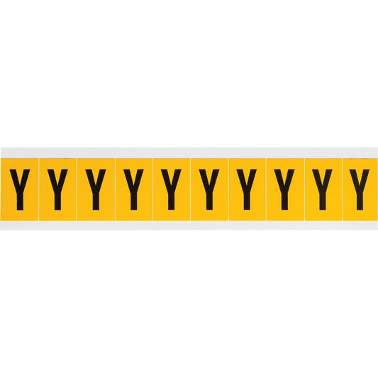 Individual Number & Letter Labels, Y, 1" H, Black on Yellow