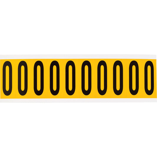 Individual Number and Letter Labels, 0, 2" H, Black on Yellow