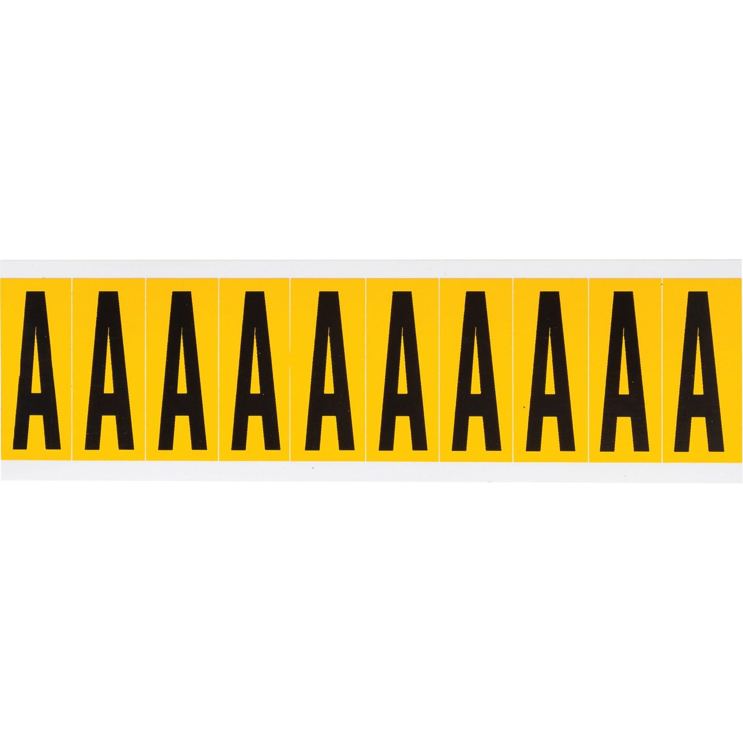 Individual Number and Letter Labels, A, 2" H, Black on Yellow