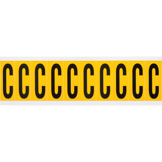 Individual Number and Letter Labels, C, 2" H, Black on Yellow