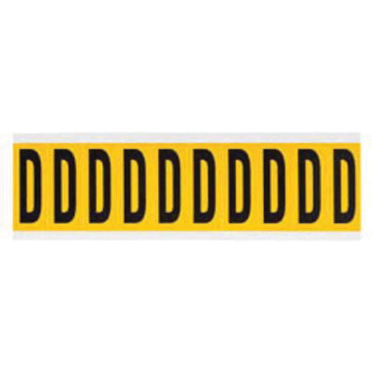 Individual Number and Letter Labels, D, 2" H, Black on Yellow