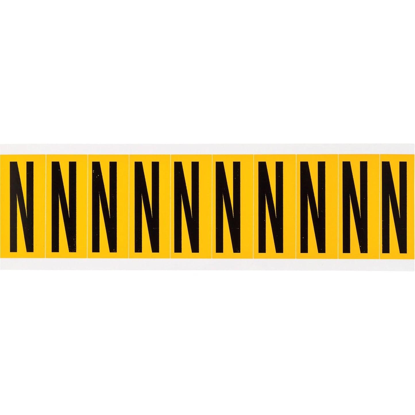 Individual Number & Letter Labels, N, 2" H, Black on Yellow