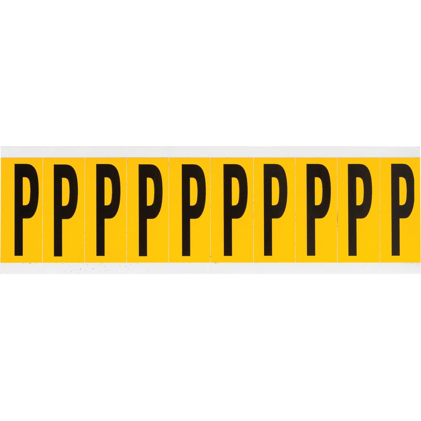 Individual Number & Letter Labels, P, 2" H, Black on Yellow
