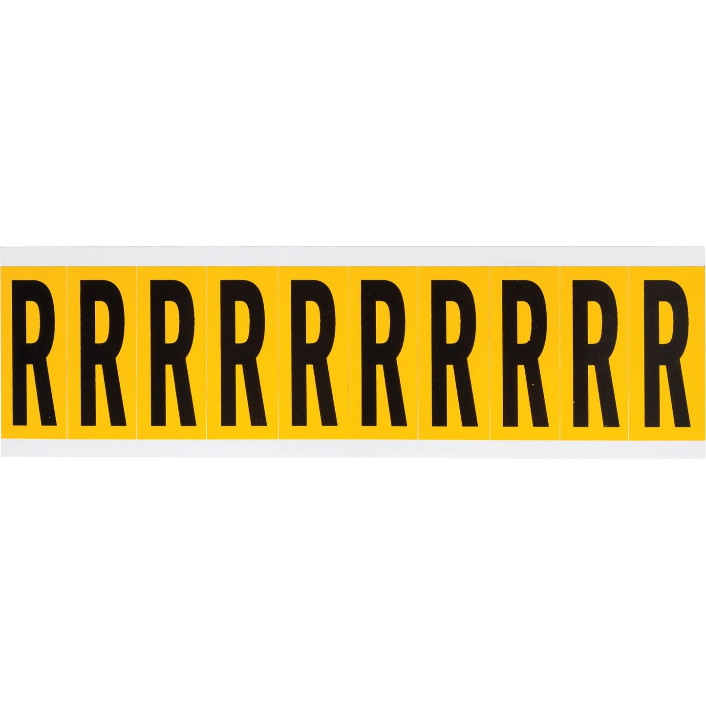 Individual Number & Letter Labels, R, 2" H, Black on Yellow