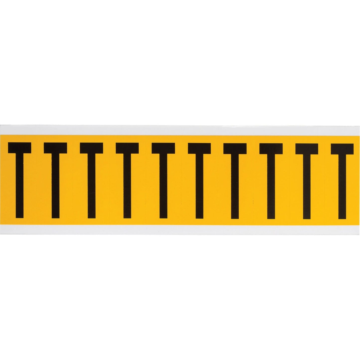 Individual Number & Letter Labels, T, 2" H, Black on Yellow