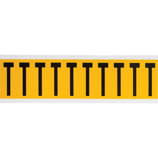Individual Number & Letter Labels, T, 2" H, Black on Yellow