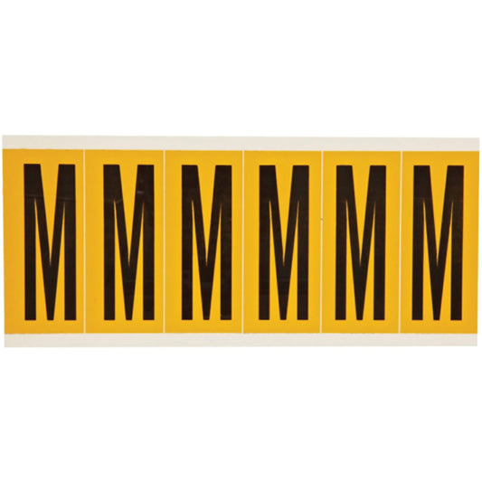 Individual Number & Letter Labels, M, 3" H, Black on Yellow