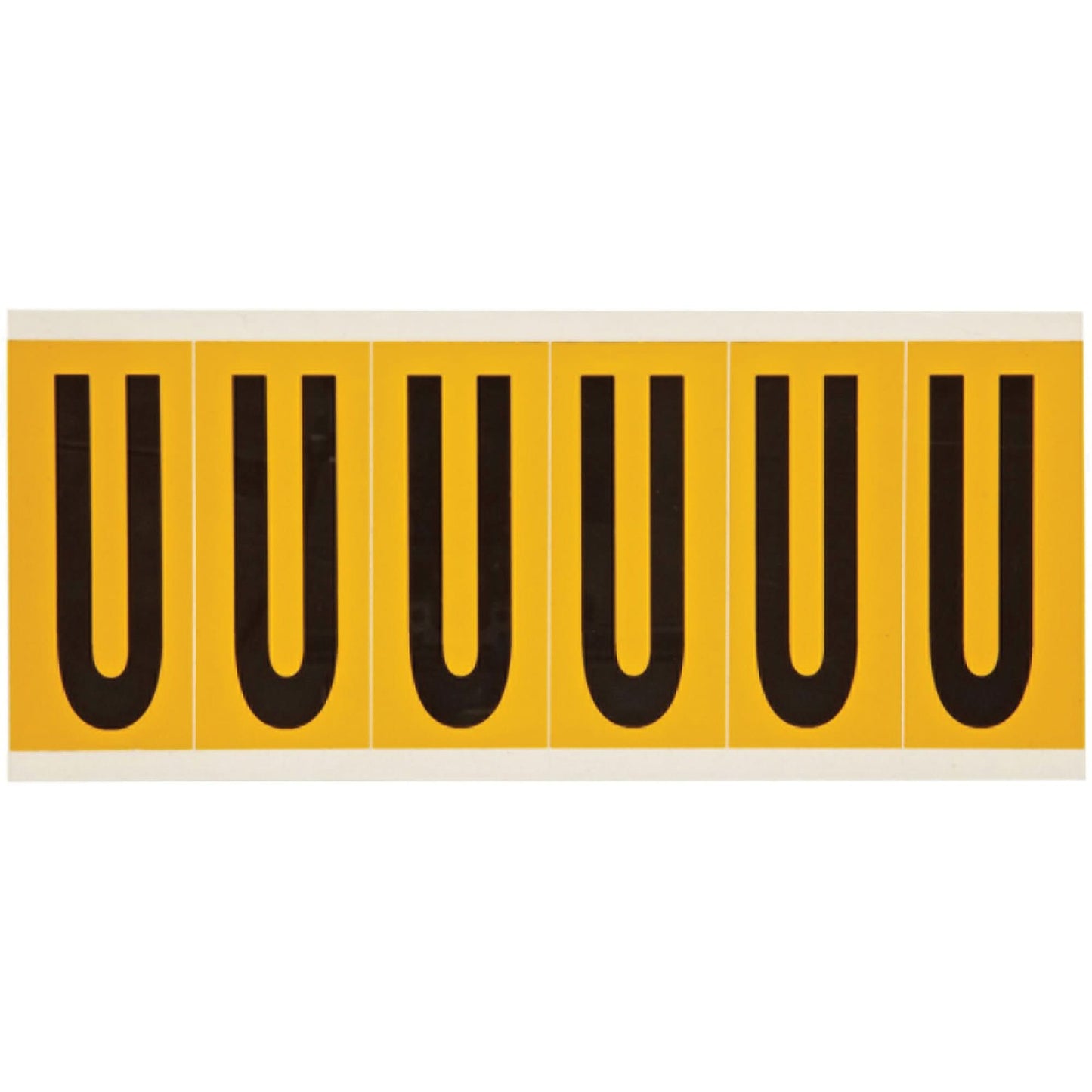 Individual Number & Letter Labels, U, 3" H, Black on Yellow