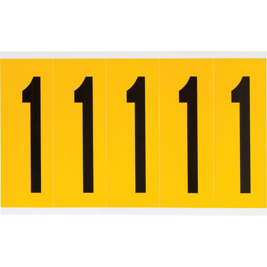 Étiquettes individuelles numérotées et lettrées, 1, H 4", Noir sur Jaune