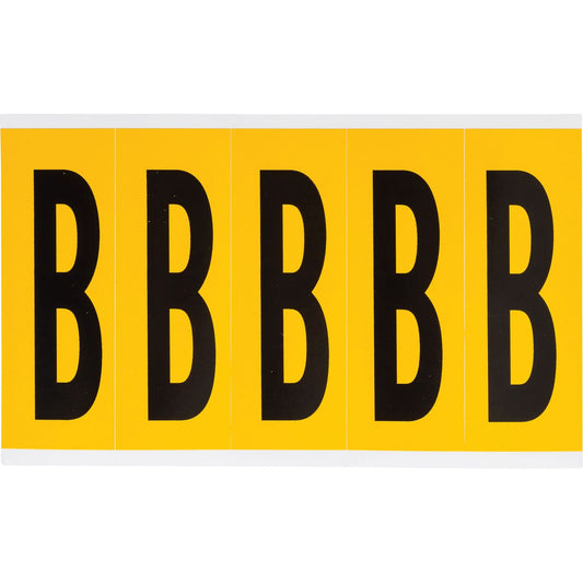 Individual Number and Letter Labels, B, 4" H, Black on Yellow