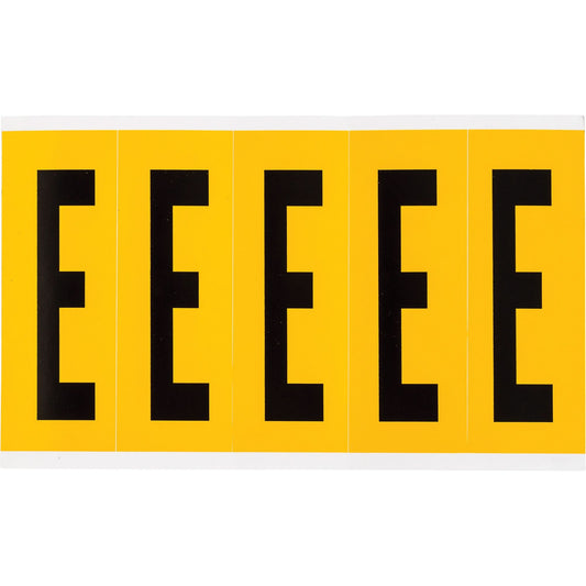 Individual Number and Letter Labels, E, 4" H, Black on Yellow
