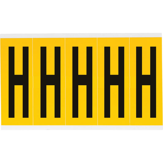 Individual Number and Letter Labels, H, 4" H, Black on Yellow