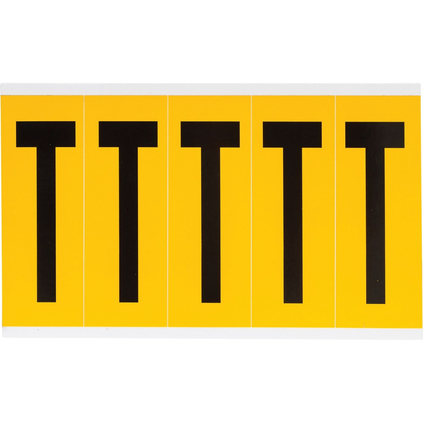 Individual Number & Letter Labels, T, 4" H, Black on Yellow