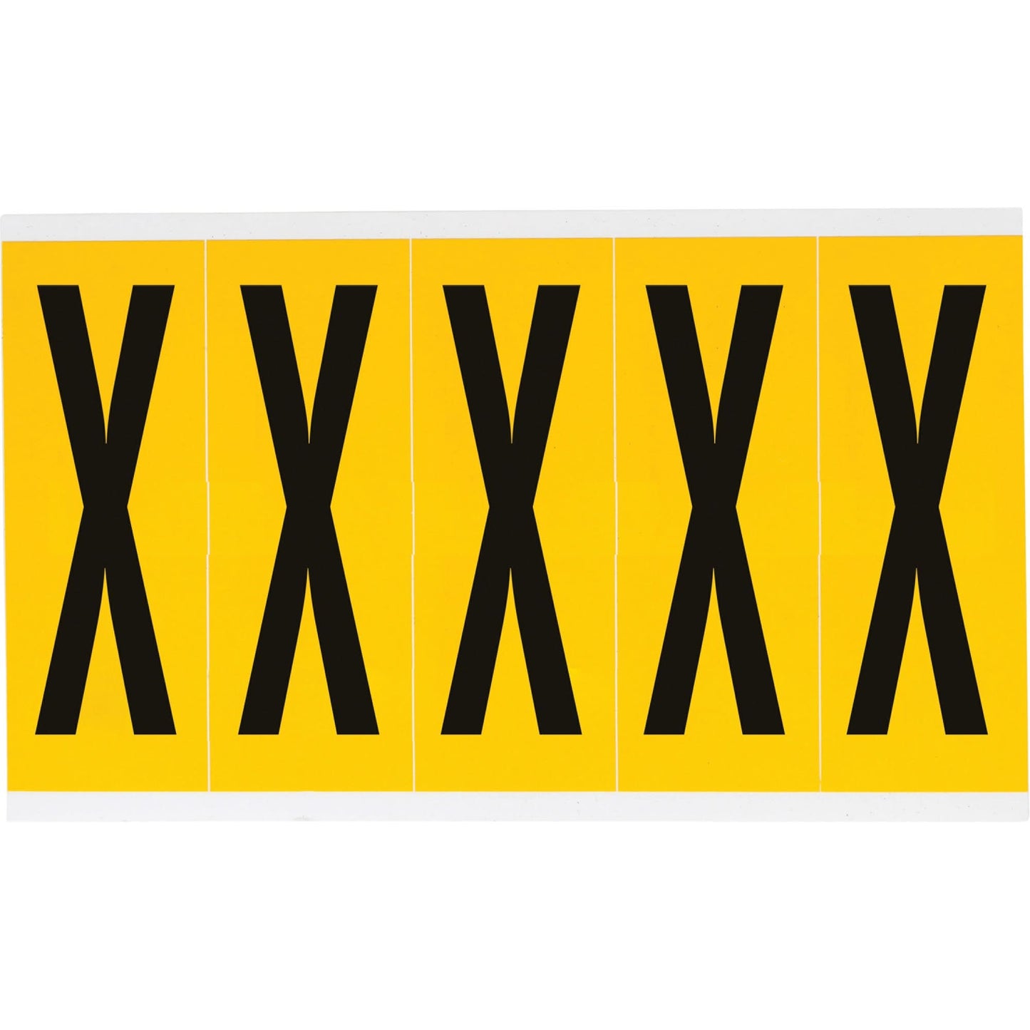 Individual Number & Letter Labels, X, 4" H, Black on Yellow