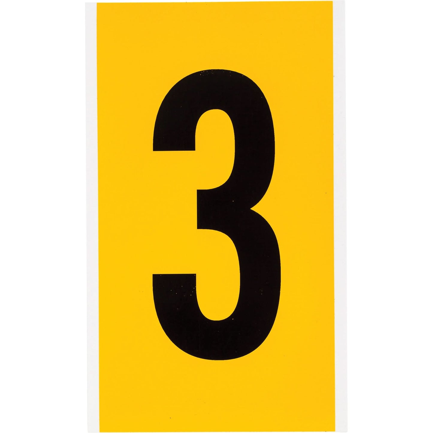 Individual Number and Letter Label, 3, 6" H, Black on Yellow
