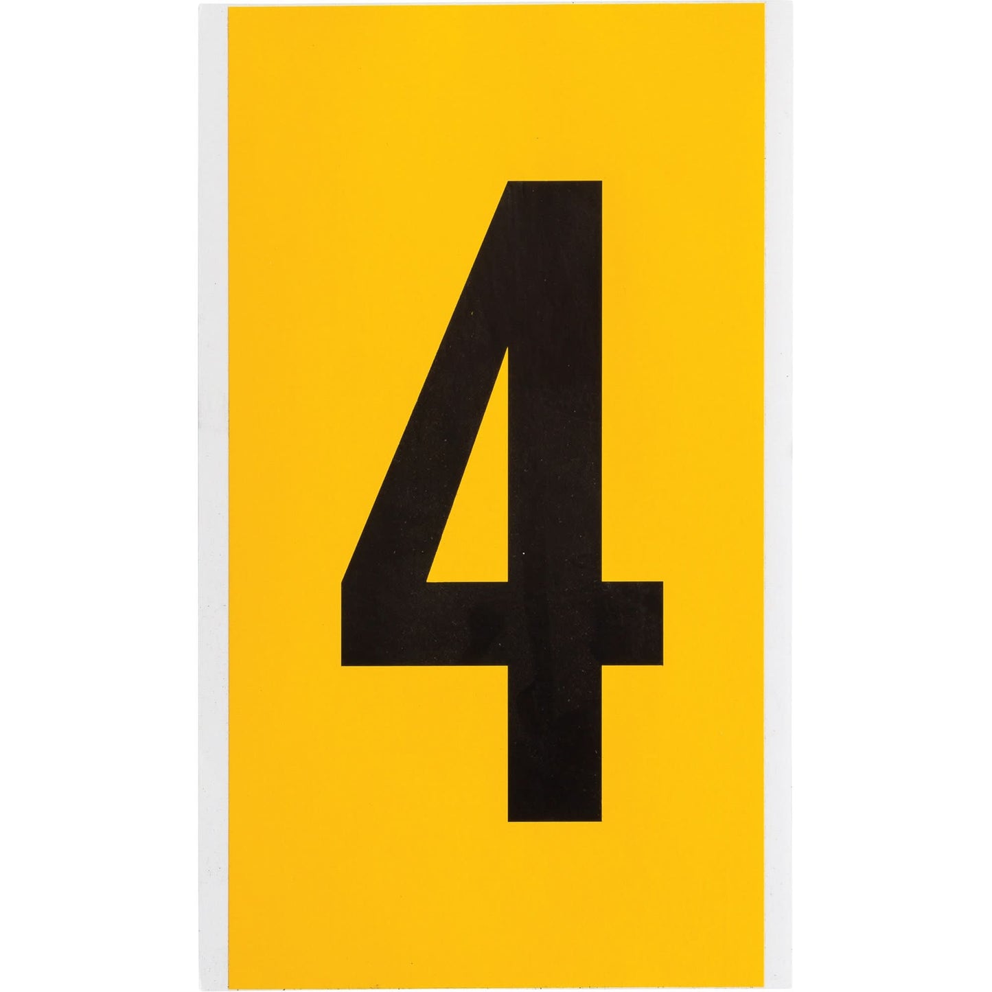 Individual Number and Letter Label, 4, 6" H, Black on Yellow