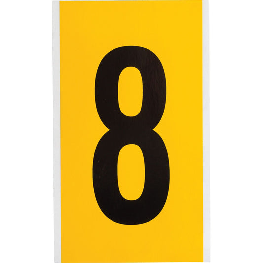 Individual Number and Letter Labels, 8, 6" H, Black on Yellow