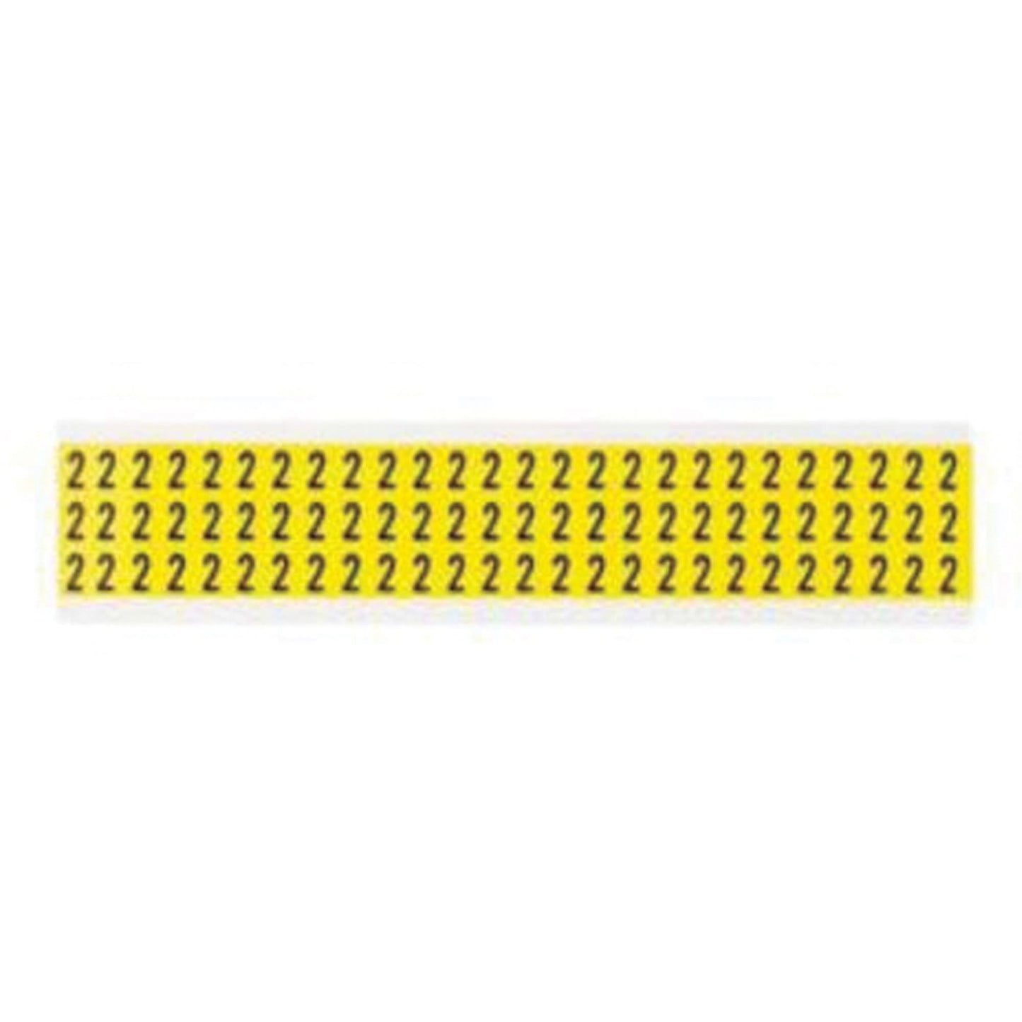 Repositionable Individual Number and Letter Labels, 2, 3/8" H, Black on Yellow