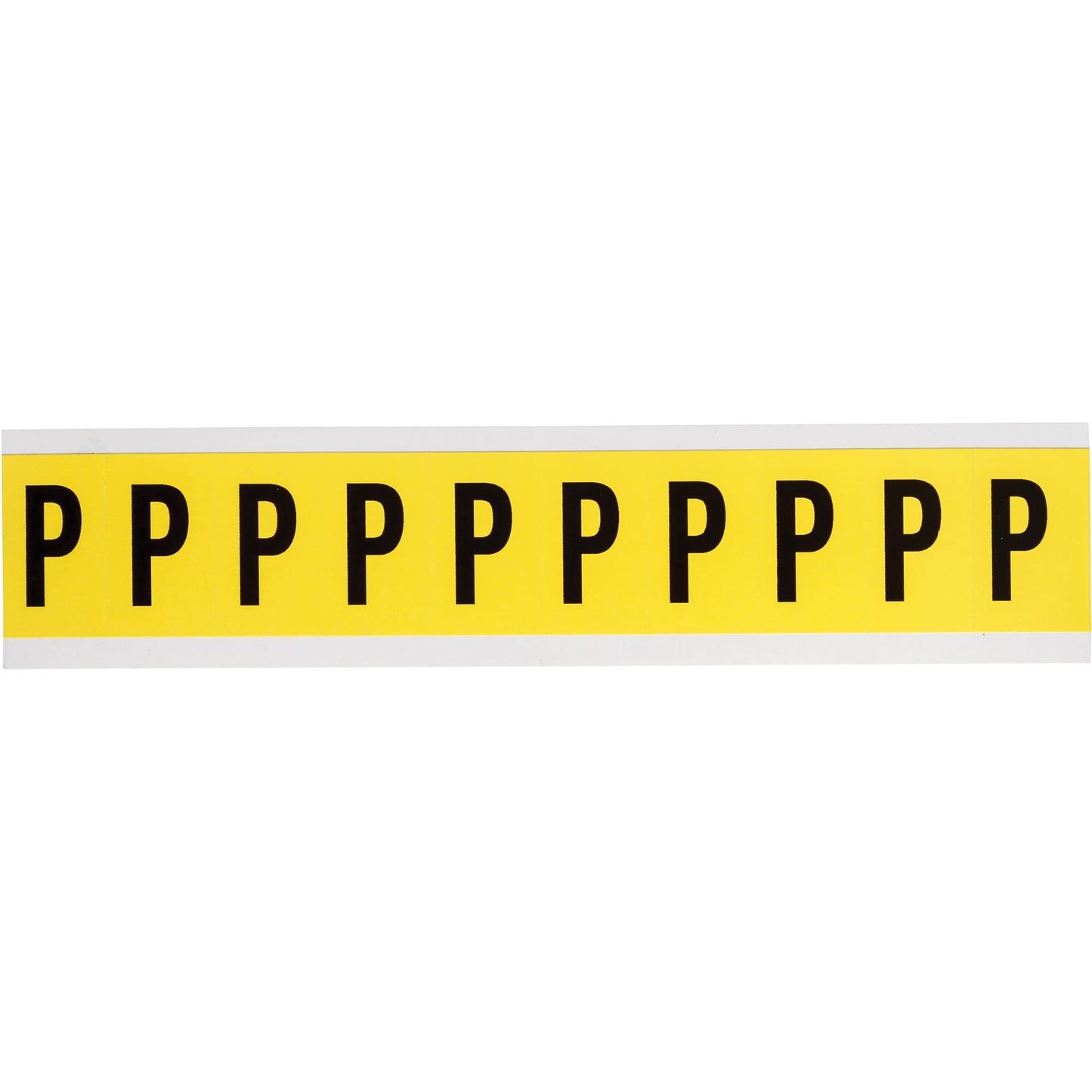 Repositionable Individual Number & Letter Labels, P, 1" H, Black on Yellow