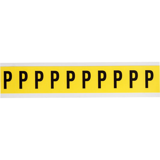 Repositionable Individual Number & Letter Labels, P, 1" H, Black on Yellow