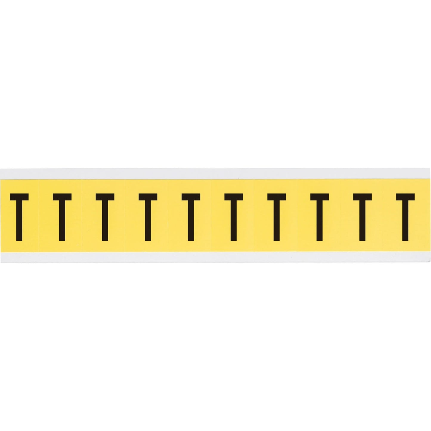 Repositionable Individual Number & Letter Labels, T, 1" H, Black on Yellow